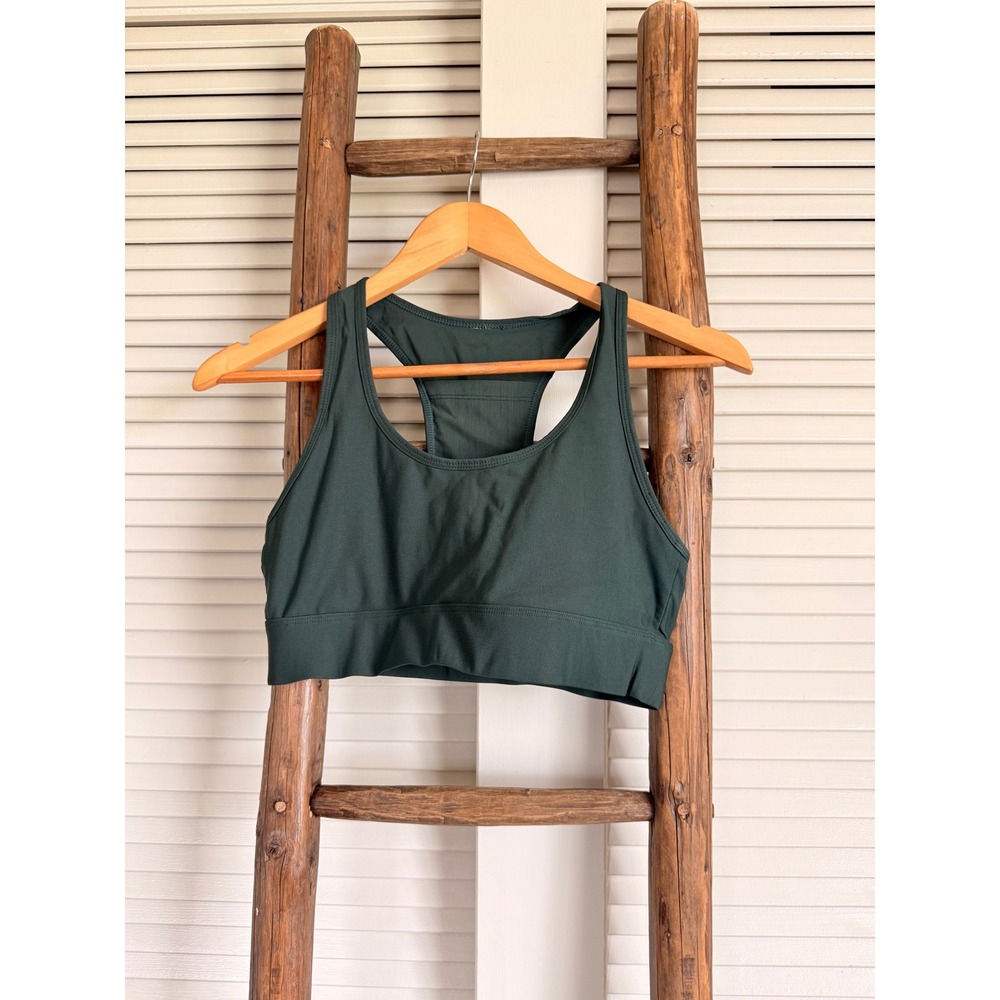 Fabletics Sports Bra Womens M Green Racerback Mesh‎ Activewear